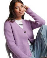 The Superdry Womens Essential Super Soft Cardigan in Vintage Purple Marl