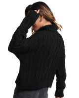 The Superdry Womens Cable Knit Polo Neck Jumper in Black