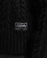 The Superdry Womens Cable Knit Polo Neck Jumper in Black