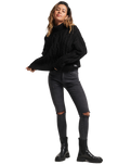 The Superdry Womens Cable Knit Polo Neck Jumper in Black