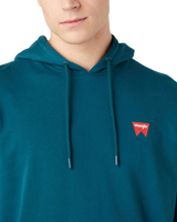 The Wrangler Mens Sign Off Hoodie in Deep Teal Green