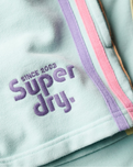 The Superdry Womens Rainbow Side Stripe Logo Shorts in Grey Green
