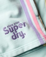 The Superdry Womens Rainbow Side Stripe Logo Shorts in Grey Green