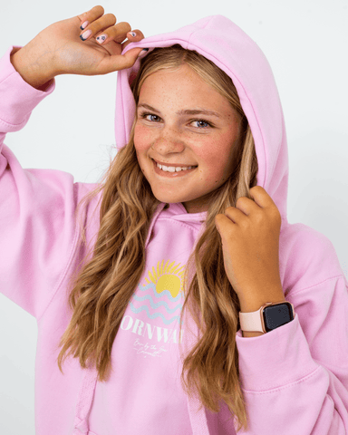 Girls Cornwall Hoodie in Baby Pink