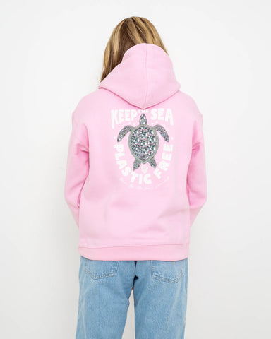 Girls Turtle Hoodie in Baby Pink