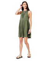 The Superdry Womens Vintage Lace Racer Dress in Thyme