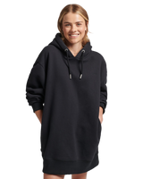 The Superdry Womens Embroidered Logo Hooded Dress in Black