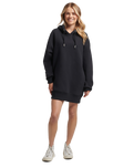 The Superdry Womens Embroidered Logo Hooded Dress in Black