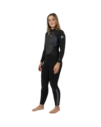 The Alder Womens Stealth 4/3mm Back Zip Wetsuit in Black & Slate Black