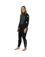 The Alder Womens Stealth 4/3mm Back Zip Wetsuit in Black & Slate Black