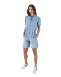 The Hurley Womens Oceancare Denim Overall in Light Denim