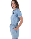 The Hurley Womens Oceancare Denim Overall in Light Denim