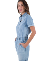 The Hurley Womens Oceancare Denim Overall in Light Denim