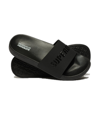 The Superdry Womens Vegan Logo Vegan Sliders in Black