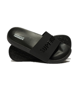 The Superdry Womens Vegan Logo Vegan Sliders in Black