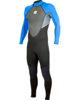 The Alder Mens Impact 3/2mm Back Zip Wetsuit in Black, HV Royal & Ash