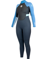 The Alder Womens Womens Impact 3/2mm Back Zip Wetsuit in Graphite, Faeince Blue & Glacier