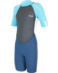 The Alder Girls Impact 3/2mm Shorty Wetsuit in Cyan