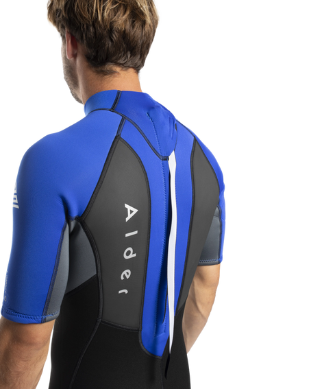 The Alder Mens Impact 3/2mm Shorty Wetsuit in Black & Royal Ash