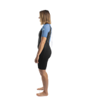 The Alder Womens Impact 3/2mm Shorty Wetsuit in Black, Faience Blue, Ethereal Blue & Glacier Blue