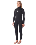 The Rip Curl Womens Womens Dawn Patrol 4/3mm Chest Zip Wetsuit in Black