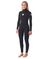 The Rip Curl Womens Womens Dawn Patrol 4/3mm Chest Zip Wetsuit in Black