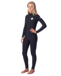 The Rip Curl Womens Dawn Patrol 4/3mm Back Zip Wetsuit (2020) in Black