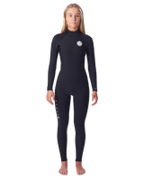 The Rip Curl Womens Dawn Patrol 4/3mm Back Zip Wetsuit (2020) in Black