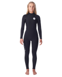 The Rip Curl Womens Dawn Patrol 3/2mm Back Zip Wetsuit in Black