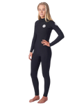 The Rip Curl Womens Dawn Patrol 3/2mm Back Zip Wetsuit in Black