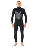 The Rip Curl Mens Flashbomb Heat Seeker 3/2mm Zip Free Wetsuit in Black