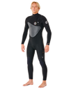 The Rip Curl Mens Flashbomb Heat Seeker 3/2mm Zip Free Wetsuit in Black