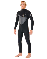 The Rip Curl Mens Flashbomb Heat Seeker 3/2mm Zip Free Wetsuit in Black