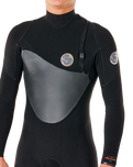 The Rip Curl Mens Flashbomb Heat Seeker 3/2mm Zip Free Wetsuit in Black