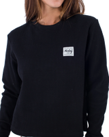 The Hurley Womens Supply Waffle Long Sleeve T-Shirt in Black