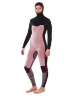 Womens Dawn Patrol 5/4mm Hooded Chest Zip Wetsuit in Black