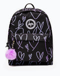 The Hype Glitter Scribble Heart Backpack in Black & Purple