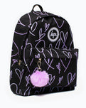 The Hype Glitter Scribble Heart Backpack in Black & Purple