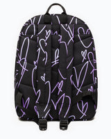 The Hype Glitter Scribble Heart Backpack in Black & Purple