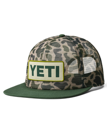 Woven Flat Brim Snapback Cap in Camo