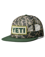 Woven Flat Brim Snapback Cap in Camo