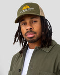 The Salt Water Seeker Mens Vibes Trucker in Khaki Moss