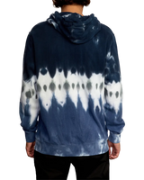 The RVCA Mens Tonally Tie Dye Hoodie in Blue Stripe Tie Dye