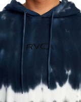 The RVCA Mens Tonally Tie Dye Hoodie in Blue Stripe Tie Dye