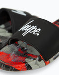 The Hype Boys Boys Red Camo Blur Drips Script Sliders in Red Camo