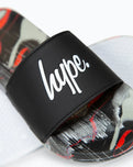 The Hype Boys Boys Red Camo Blur Drips Script Sliders in Red Camo