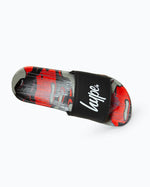 The Hype Boys Boys Red Camo Blur Drips Script Sliders in Red Camo