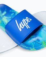 The Hype Girls Girls Ibiza Palm Script Sliders in Blue