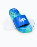 The Hype Girls Girls Ibiza Palm Script Sliders in Blue