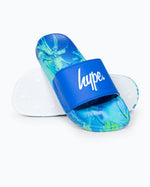 The Hype Girls Girls Ibiza Palm Script Sliders in Blue